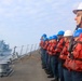 USS Bulkeley (DDG 84) Sailors man the rails prior to a replenishment-at-sea during exercise Northern Coasts 2025