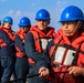 USS Bulkeley (DDG 84) Sailors maintain tension on the P&amp;D line during exercise Northern Coasts 2025