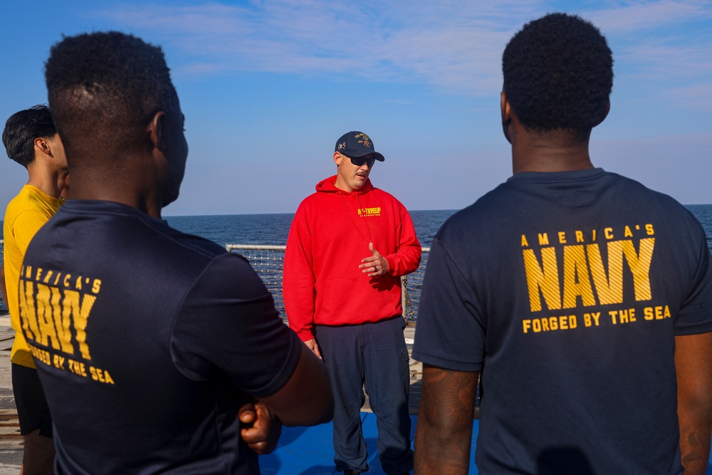 USS Bulkeley (DDG 84) Sailors conduct non-lethal weapons training during exercise Northern Coasts 2025
