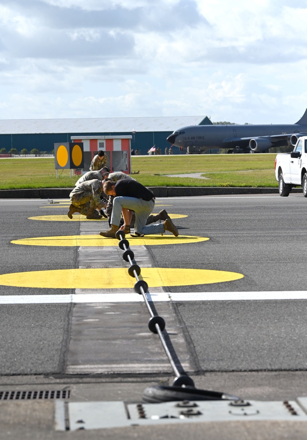 100th CES Power Pro conducts barrier engagement certification with RAFL fighter jets