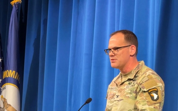 Col. James M. Snowden Addresses Crowd Before Ribbon-Cutting at DoDEA Fort Campbell Middle School