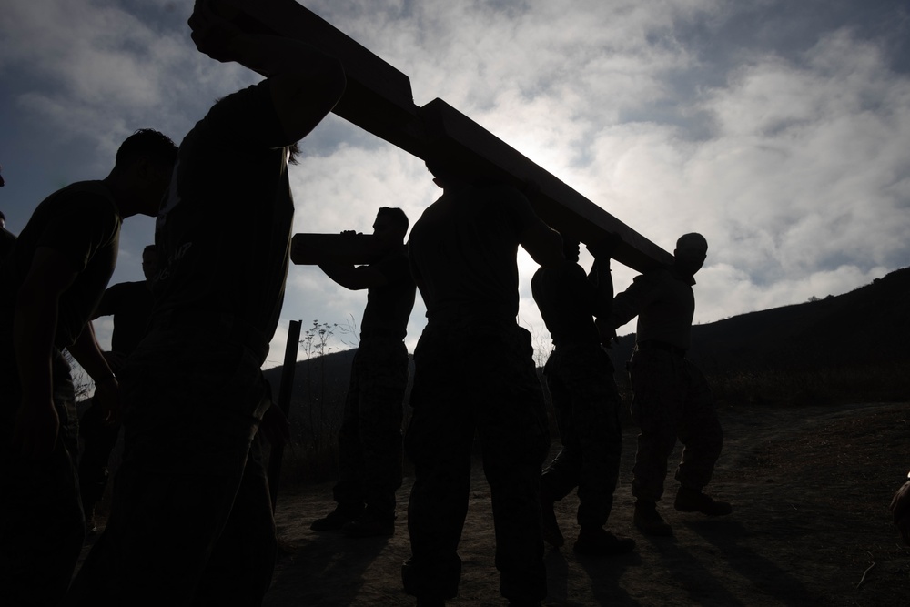 1st CEB places two crosses on First Sergeant’s Hill during memorial hike to honor Lance Cpl. Aguilera, Lance Cpl. Gamino