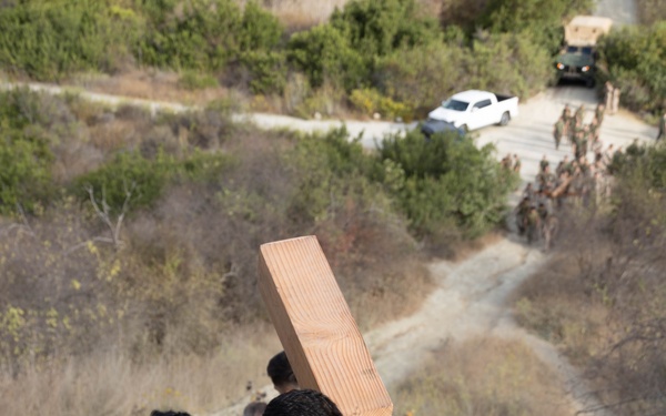 1st CEB places two crosses on First Sergeant’s Hill during memorial hike to honor Lance Cpl. Aguilera, Lance Cpl. Gamino