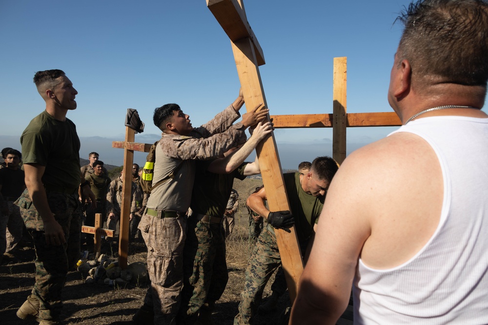 1st CEB places two crosses on First Sergeant’s Hill during memorial hike to honor Lance Cpl. Aguilera, Lance Cpl. Gamino