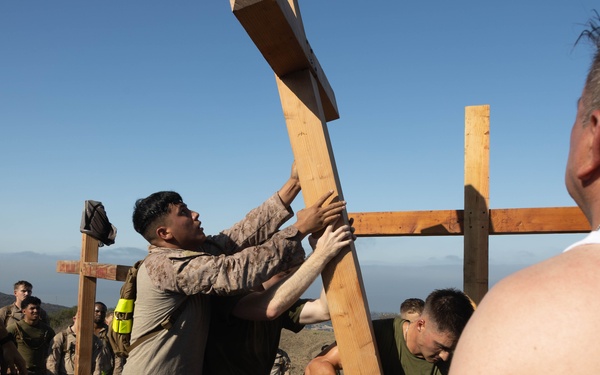 1st CEB places two crosses on First Sergeant’s Hill during memorial hike to honor Lance Cpl. Aguilera, Lance Cpl. Gamino