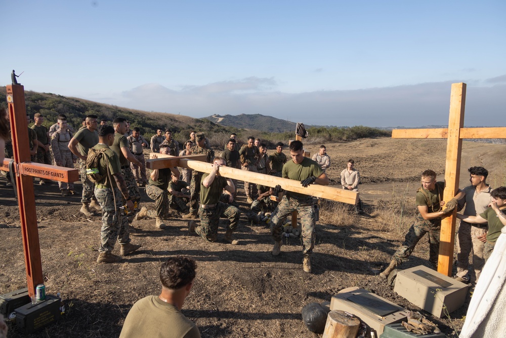 1st CEB places two crosses on First Sergeant’s Hill during memorial hike to honor Lance Cpl. Aguilera, Lance Cpl. Gamino