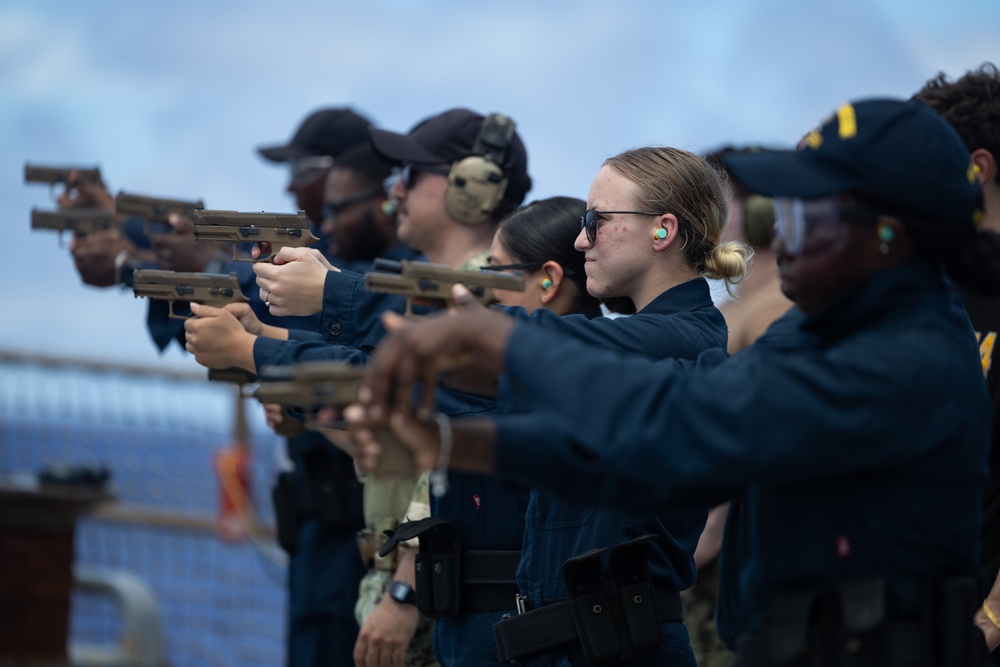 USS Curtis Wilbur (DDG 54) Conducts M18 Pistol Qualification Course