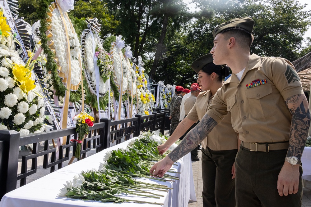 MARFORK Marines participate in Floral Tribute honoring 75th Anniversary of the Incheon Landing