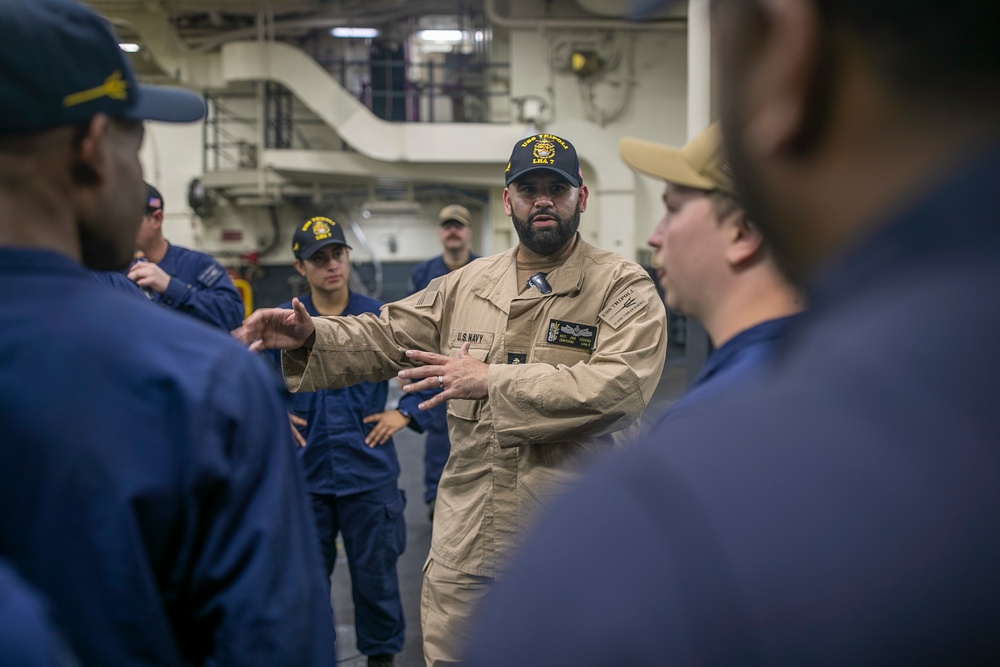 USS Tripoli Performs an Anti-Terrorism Training Team Drill