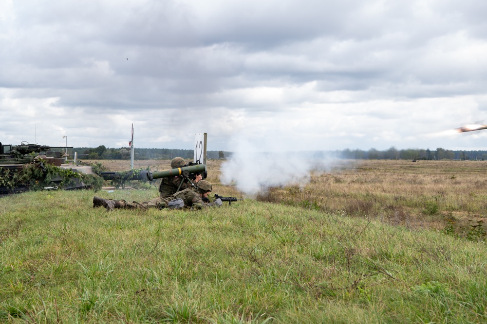 Polish soldiers fire anti-tank weapon during Iron Defender-25