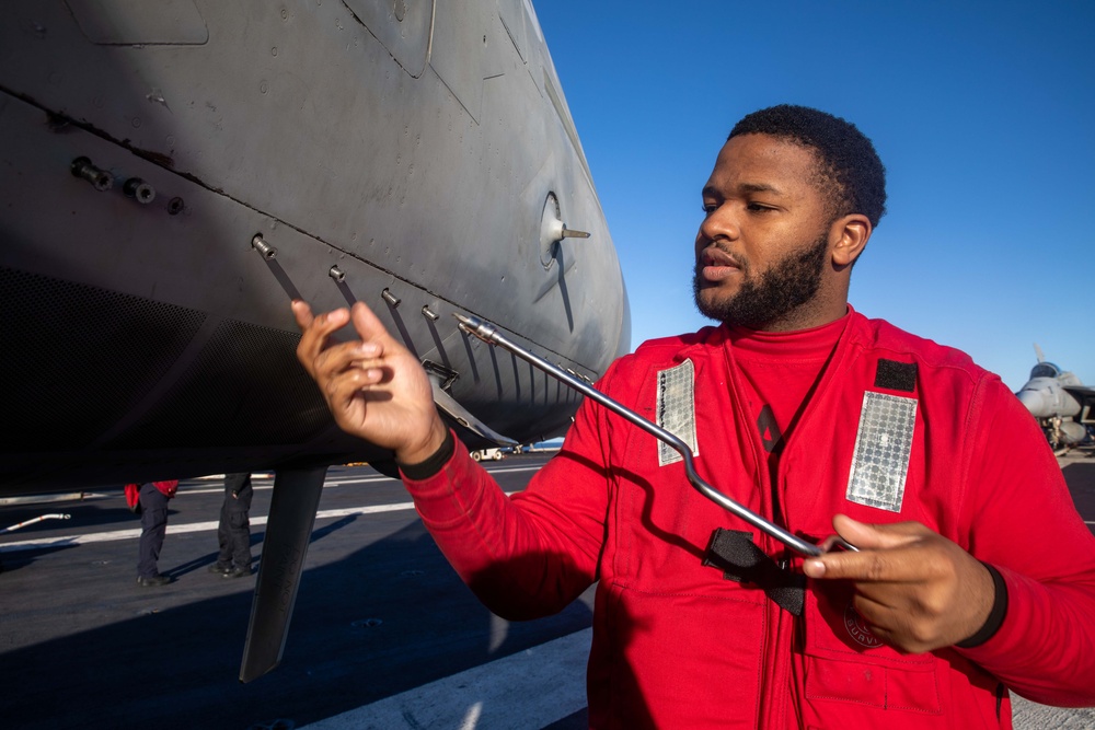 USS Gerald R. Ford (CVN 78) Sailor Prepares for Flight Operations USS Gerald R. Ford (CVN 78) Sailor Prepares for Flight Operations