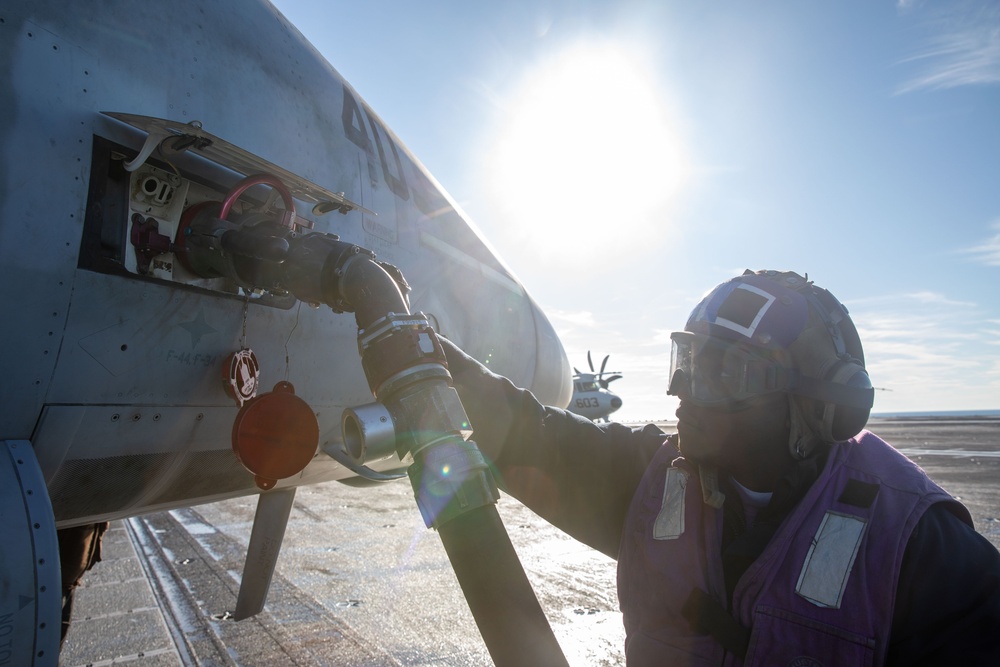 USS Gerald R. Ford (CVN 78) Sailor Refuels Aircraft USS Gerald R. Ford (CVN 78) Sailor Refuels Aircraft