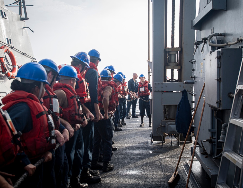 USS Hgbee Conducts Replenishment-at-Sea from the Midships