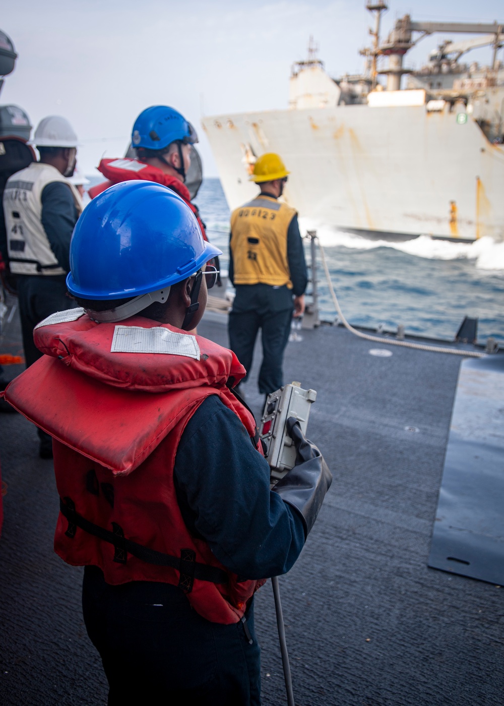 USS Hgbee Conducts Replenishment-at-Sea from the Midships