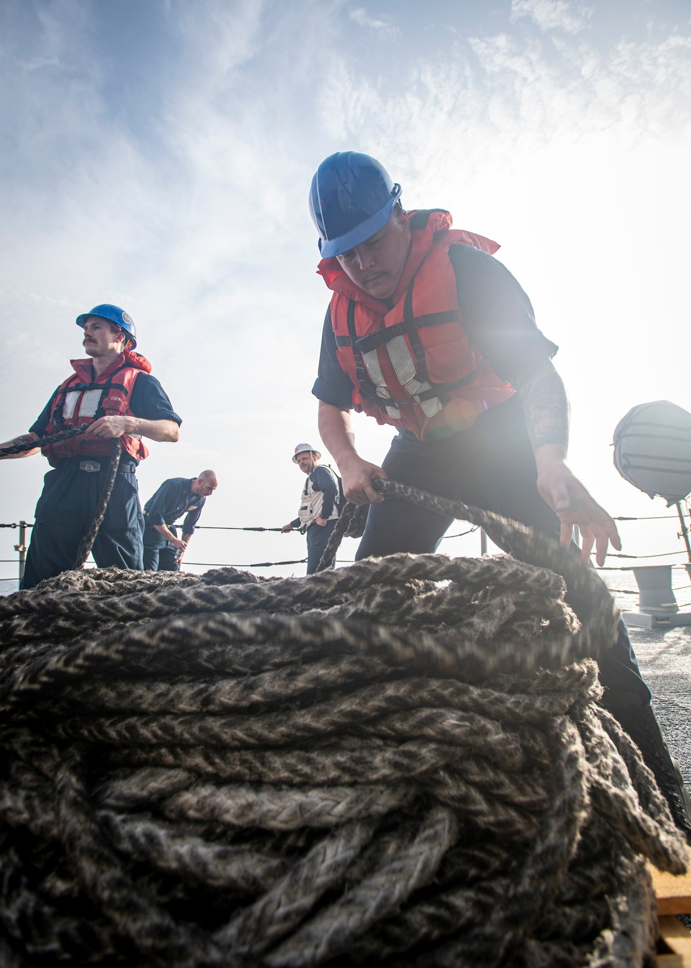 USS Hgbee Conducts Replenishment-at-Sea from the Midships