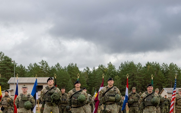 Lithuanian Land Forces officials pose for a group photo during Engineer Thunder  2025