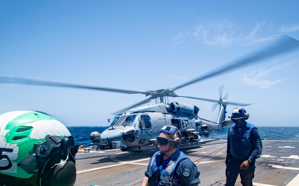 USS Higbee Sailors Conduct Flight Operations