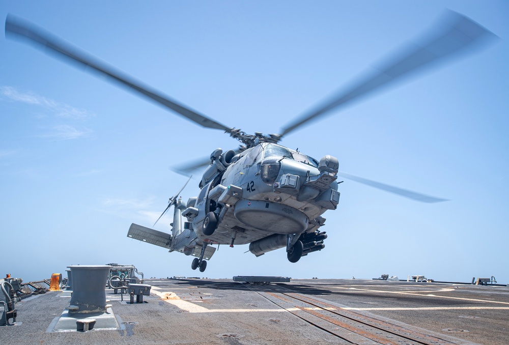 USS Higbee Sailors Conduct Flight Operations
