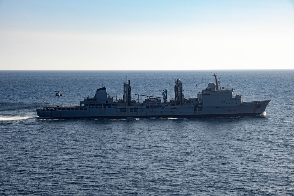 USS Gerald R. Ford (CVN 78) Conducts a Vertical Replenishment in the Norwegian Sea