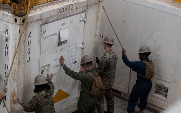 U.S. Marines with 2nd MAW prepare for Exercise Carolina Dragon 25 aboard the SS Wright (T-AVB-3)