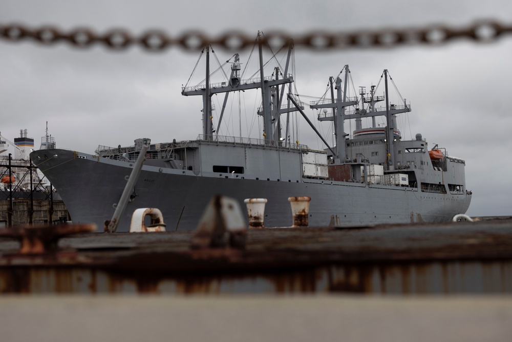 U.S. Marines with 2nd MAW prepare for Exercise Carolina Dragon 25 aboard the SS Wright (T-AVB-3)