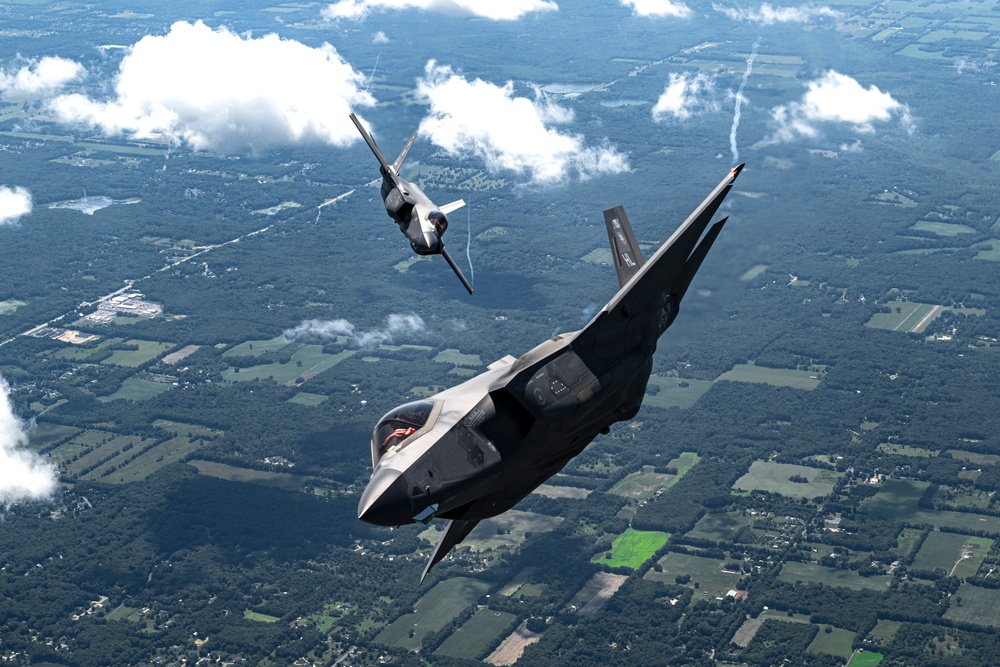 The F-35A Demonstration Team participate in the 2025 Battle Creek Field of Flight Air Show