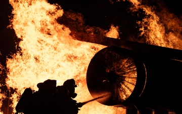 5CES firefighters tackle the blaze