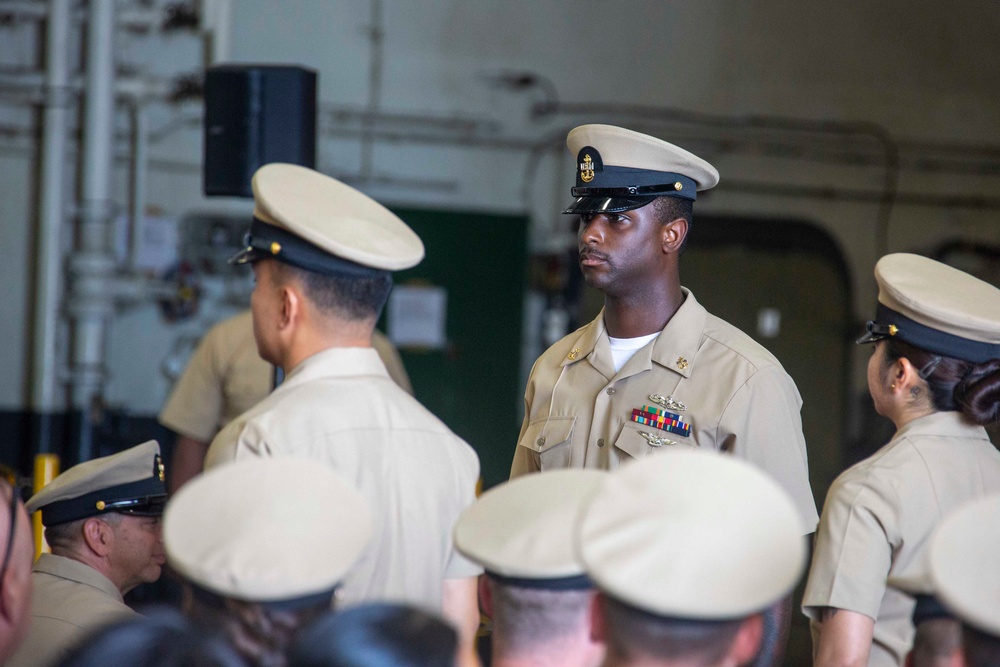 Abraham Lincoln hosts a chief pinning ceremony