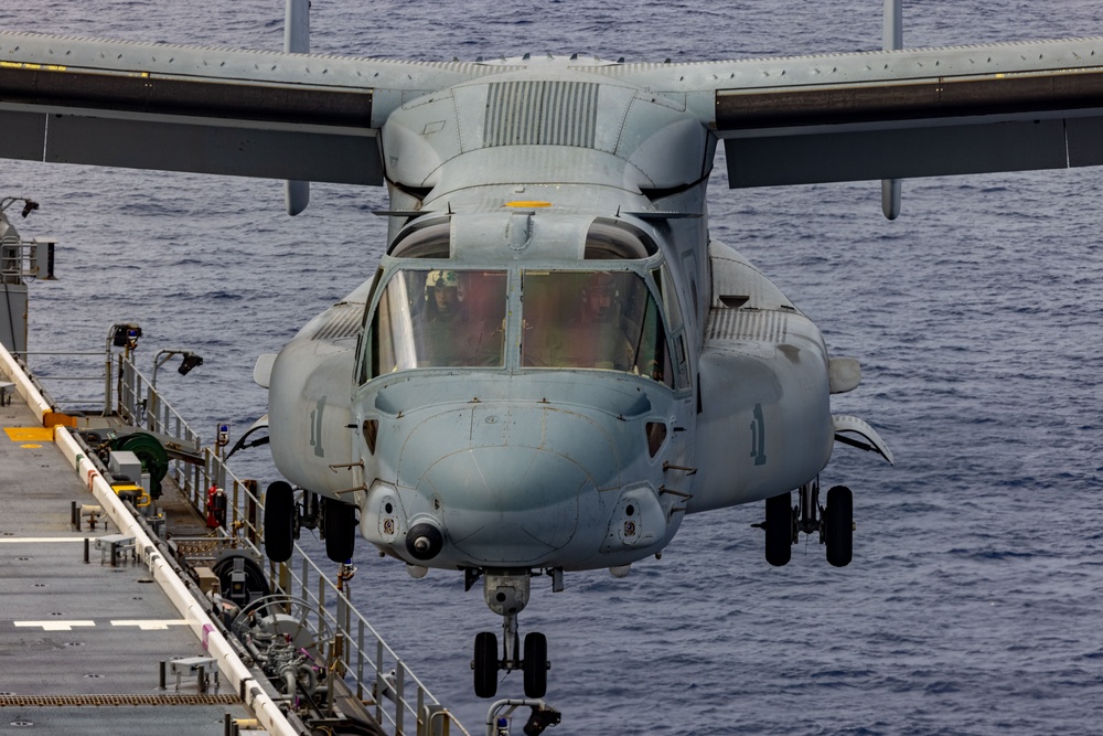 MRF-D 25.3: VMM-363’s MV-22B Ospreys conduct flight ops aboard the USS Miguel Keith