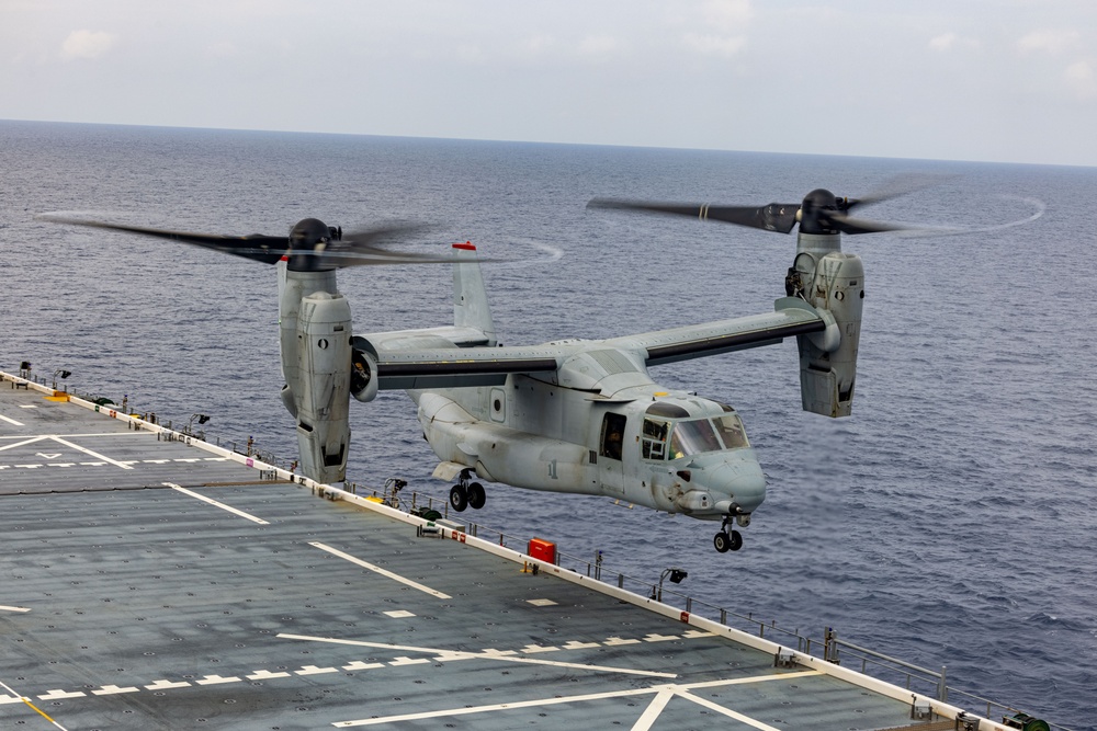 MRF-D 25.3: VMM-363’s MV-22B Ospreys conduct flight ops aboard the USS Miguel Keith
