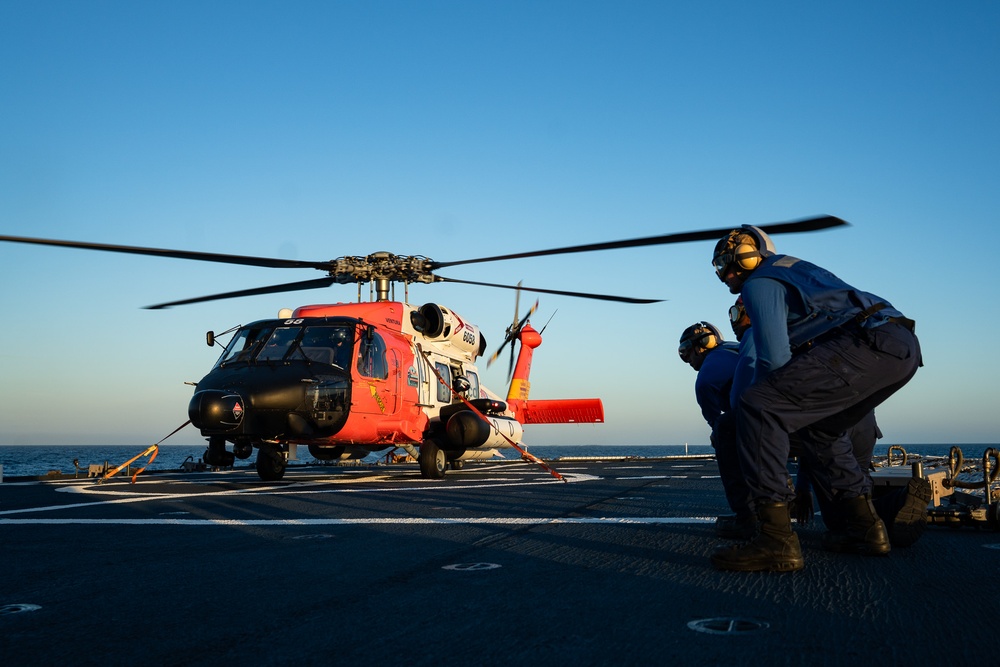 Coast Guard Cutter Bertholf conducts flight operations in Eastern Pacific Ocean