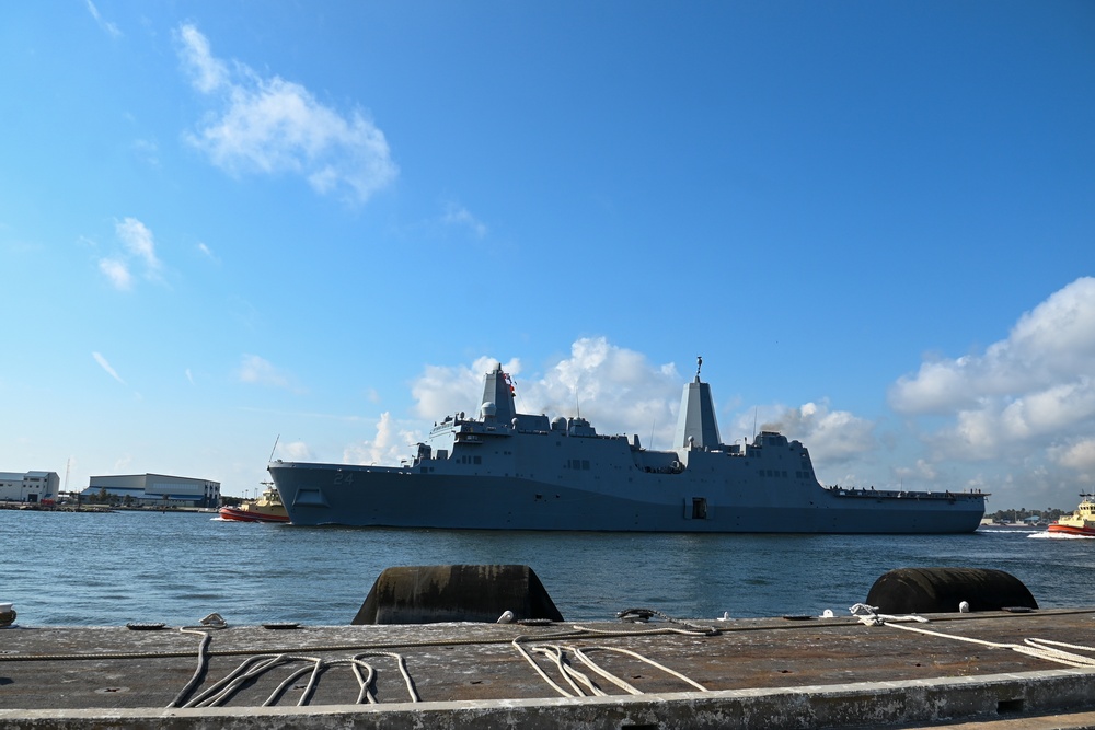 USS Arlington (LPD 24) departs from Naval Station Mayport for UNITAS 2025