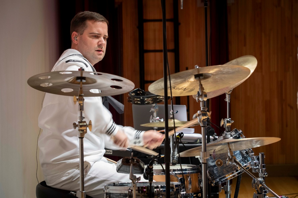 U.S. 7th Fleet band performs at Seoul Jeongmun School