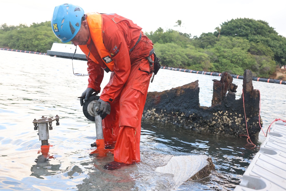 U.S. Navy continues to remove USS Arizona mooring platform concrete