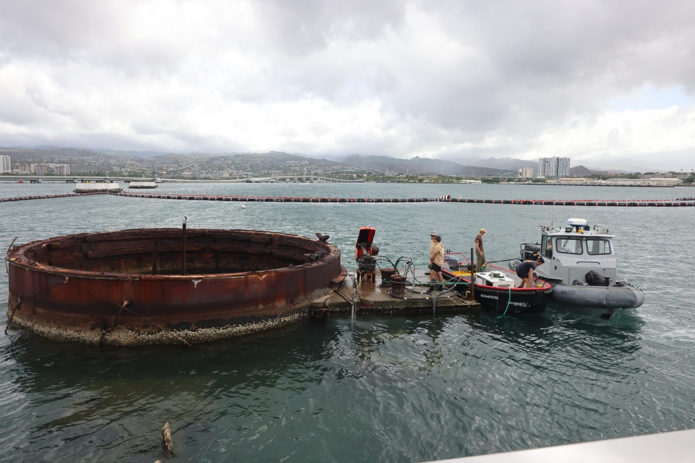 U.S. Navy continues to remove USS Arizona mooring platform concrete