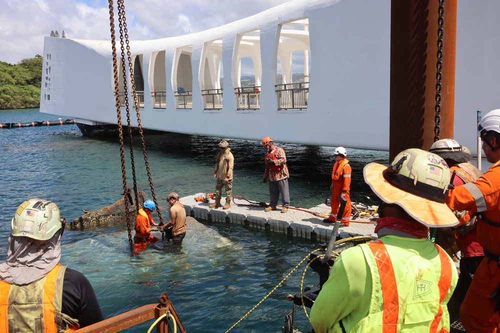 U.S. Navy continues to remove USS Arizona mooring platform concrete