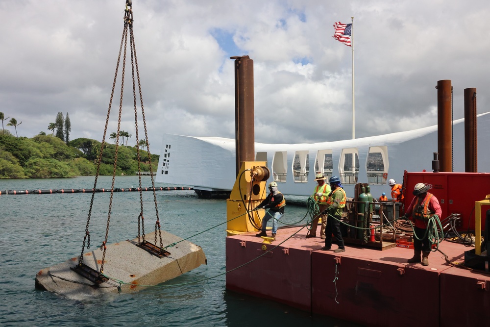 U.S. Navy continues to remove USS Arizona mooring platform concrete