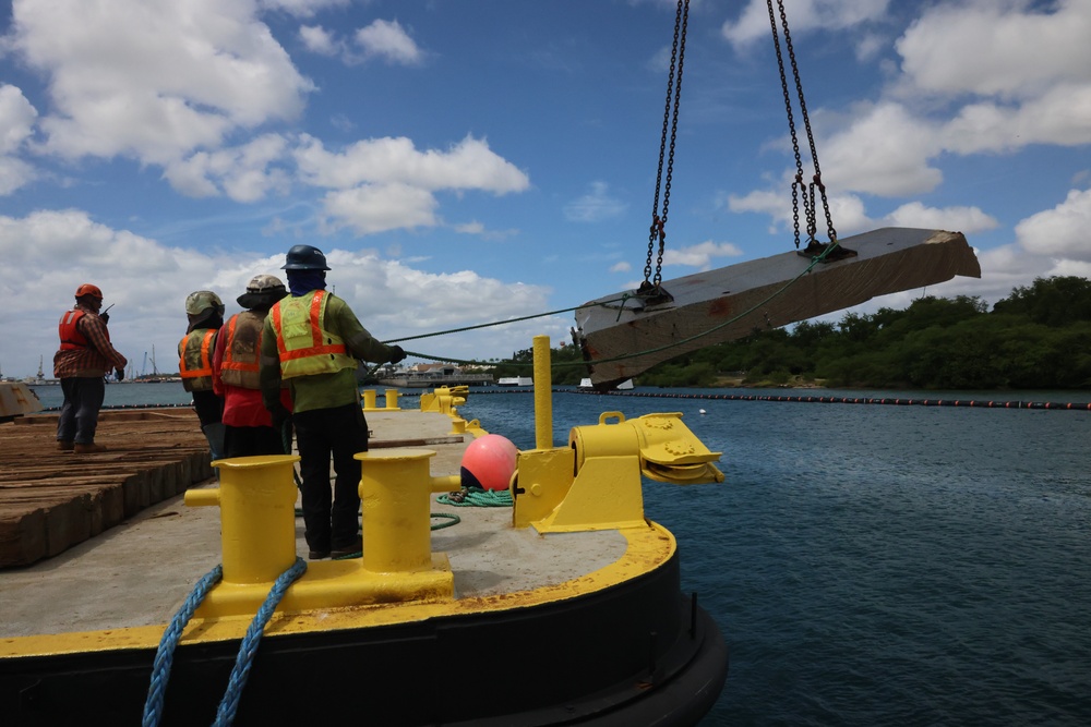 U.S. Navy continues to remove USS Arizona mooring platform concrete