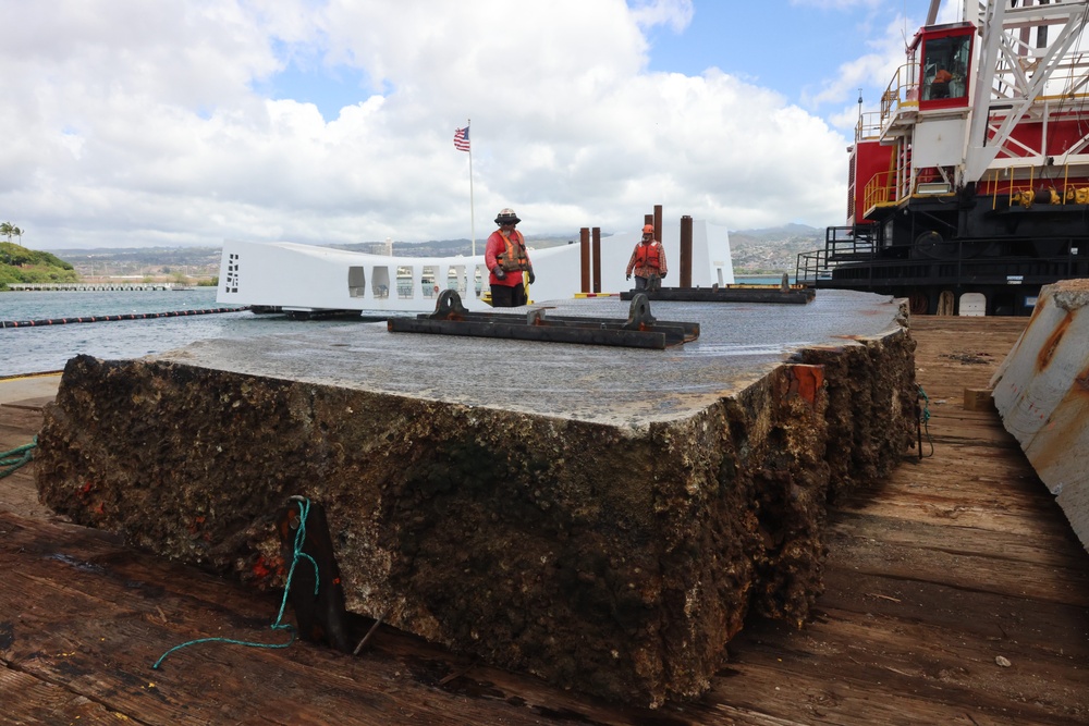 U.S. Navy continues to remove USS Arizona mooring platform concrete