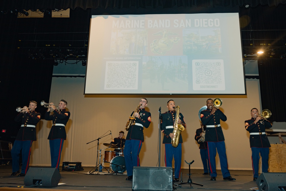 Marine Band San Diego Brass Band performs at Trevor Browne High School