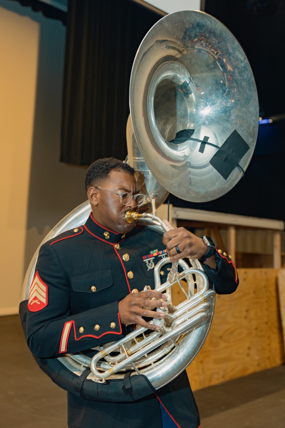 Marine Band San Diego Brass Band performs at Trevor Browne High School