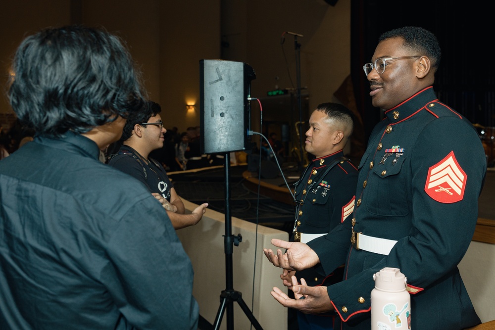 Marine Band San Diego Brass Band performs at Trevor Browne High School