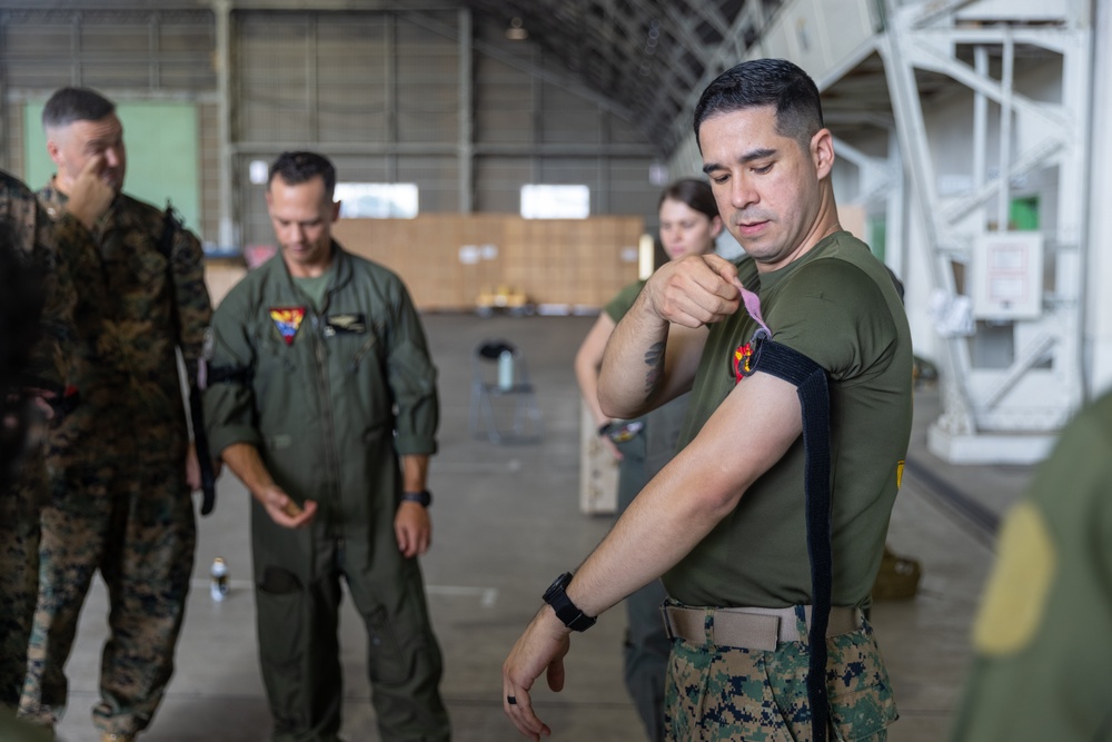 U.S. Marines with Marine Medium Tiltrotor Squadron 262 train in tactical combat casualty care