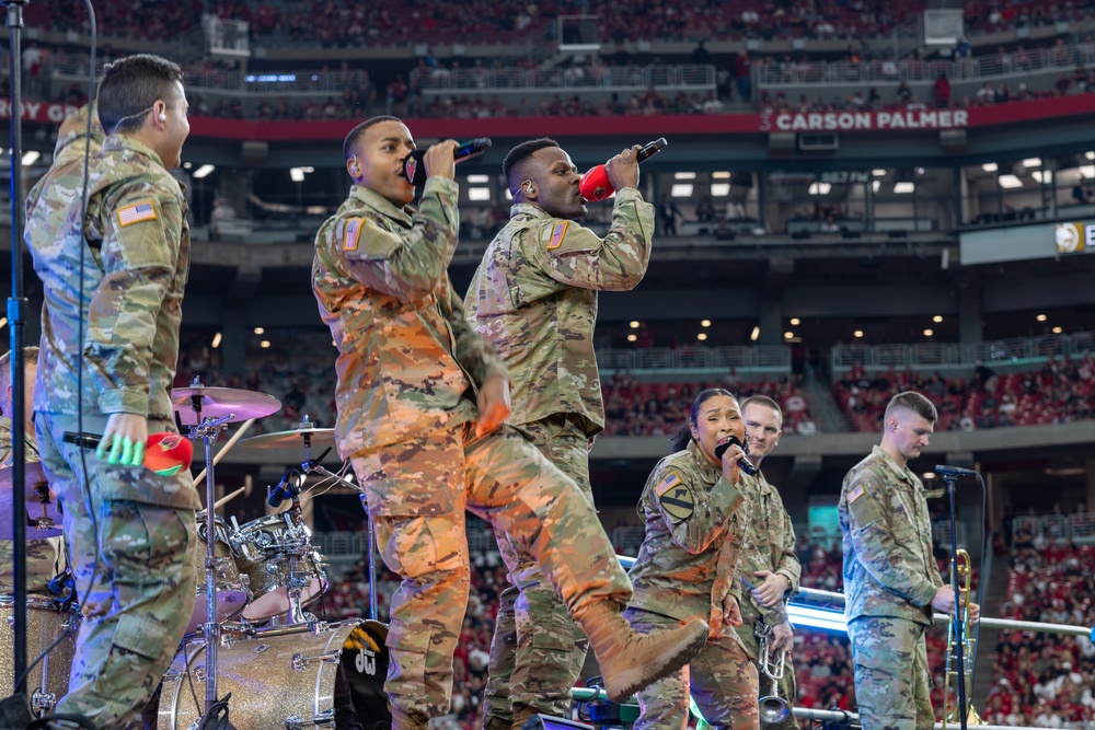 US Army Rappers and Commercial Music Group perform at Halftime for Arizona Cardinals