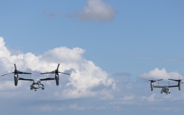 U.S., Japanese Osprey aircraft fly together during Resolute Dragon 25