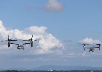 U.S., Japanese Osprey aircraft fly together during Resolute Dragon 25
