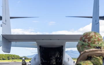 U.S., Japanese Osprey aircraft fly together during Resolute Dragon 25