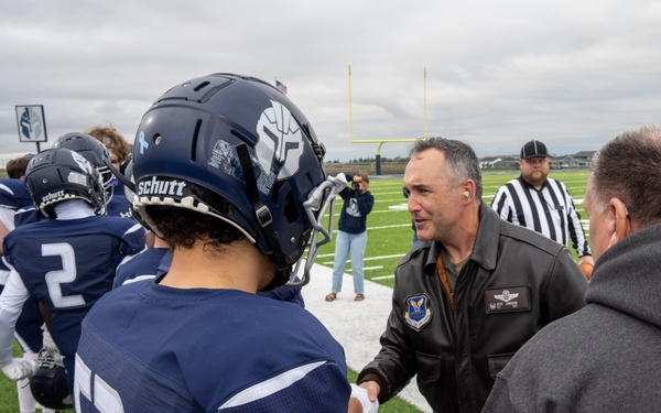 Gameball flies; Minot AFB brings airpower to Minot North Highschool kickoff