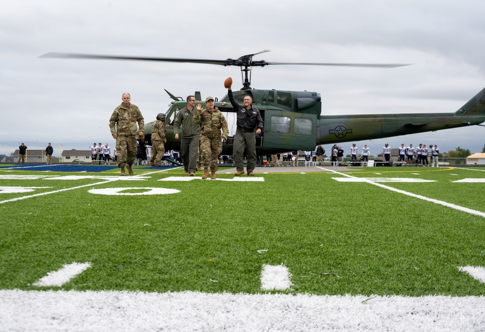 Gameball flies; Minot AFB brings airpower to Minot North Highschool kickoff Gameball flies; Minot AFB brings airpower to Minot North Highschool kickoff