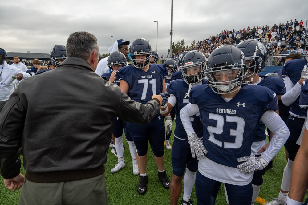 Gameball flies; Minot AFB brings airpower to Minot North Highschool kickoff Gameball flies; Minot AFB brings airpower to Minot North Highschool kickoff